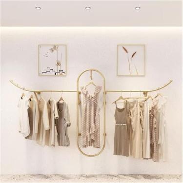 Imagem de Cremalheiras Criativas Do Vestuário Da Exposição Em Lojas De Roupa Do Boutique, Cremalheira Dourada Fixada Na Parede De Hging Da Roupa Da Mobília De Exposição Da Loja, D450, L:250cm