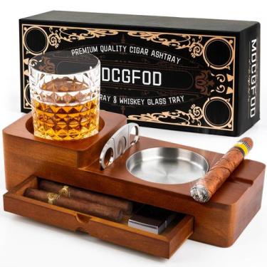 Imagem de Conjunto de bandejas e suportes de vidro para uísque Cigar Ashtray Coa