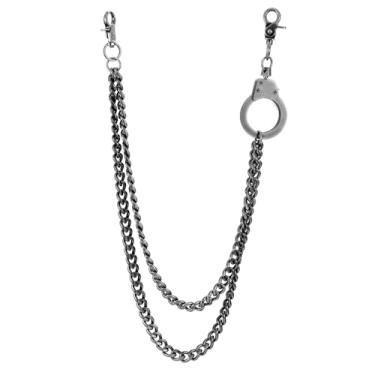 Imagem de Corrente de jeans de bronze de camada dupla - chaveiro punk hip hop algema chaveiro de cintura - acessório de calça urbana - show de rock pronto para palco - Corrente de cinto industrial gótica