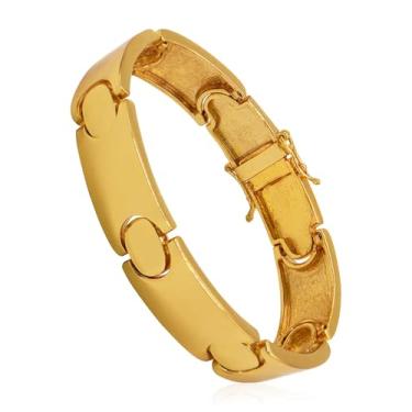 Imagem de Bracelete Masculino De Moeda Antiga Banhado A Ouro 18k - Liso Redondo 13mm (19CM)