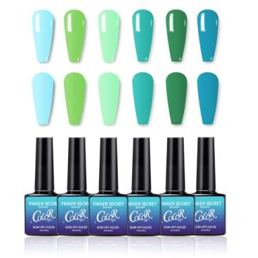 Imagem de Esmalte de gel, 6 kits de cores, esmalte de gel brilhante de longa duração, conjunto de esmaltes de gel profissional para unhas de salão de beleza DIY para iniciantes