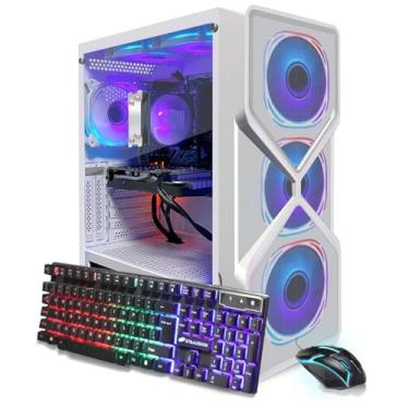 Imagem de STGAubron Computador PC Gaming Desktop, AMD Ryzen 5 5500 até 4,2GHz, GeForce RTX 2060 6G, 16G DDR4, 1T SSD, WiFi 6 5G e BT 5.2, RGB Fan x6, Windows 11 Home, Branco