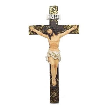 Imagem de Crucifixo De Parede Importado Resina 25 Cm
