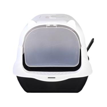 Imagem de Caixa de Areia Fechada Gato Autolimpante Grande Banheiro Pá(Branco/Preto)