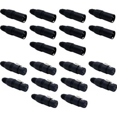 Imagem de Kit 20 Conector Xlr Canon Femea E Macho Preto Sk013 Sk014