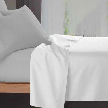 Imagem de Lençol King 180 Fios Algodão Sem Elástico Linea Branco