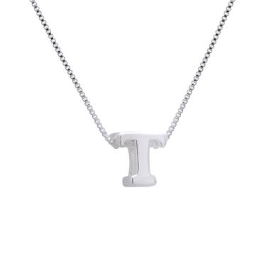 Imagem de Colar Corrente Letra Lisa Inicial Banhado Prata 925 Letra:T