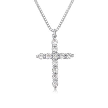 Imagem de TANTIUE Colar de cruz para mulheres, banhado a ouro 14 K, zircônia cúbica, pingente de cruz, fé, para homens, pingente de fé e crucifixo, Latão, Zircônia cúbica