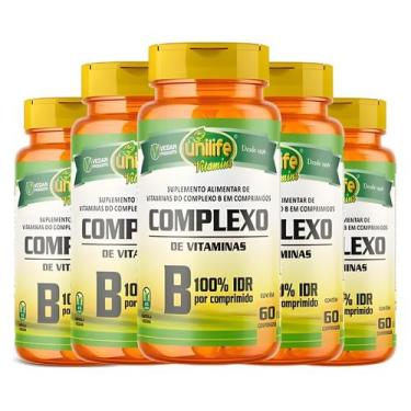Imagem de KIT C/5 Complexo B - B1 B2 B3 B5 B6 B12 - 60 Comp Unilife