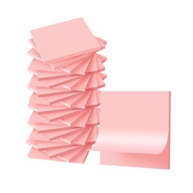 Imagem de (24 blocos) notas adesivas 7,6 x 7,6 cm, almofadas autoadesivas em cores brilhantes, recicláveis, fáceis de postar para casa, escritório, caderno (rosa claro)