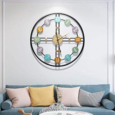 Imagem de AKALNNB Decoração de parede de metal para casa, relógio de parede para decoração de sala de estar, relógio de parede de metal, relógio de parede artístico personalidade criativa (A 50 cm/20 pol.) (A