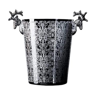 Imagem de Balde de gelo, banheira de gelo, champanhe, balde, metal, gravado, padrão, refrigerador, bebida, balde com alça para bar familiar Ktv balde de vinho (uma cor 18,8 x 23 cm)