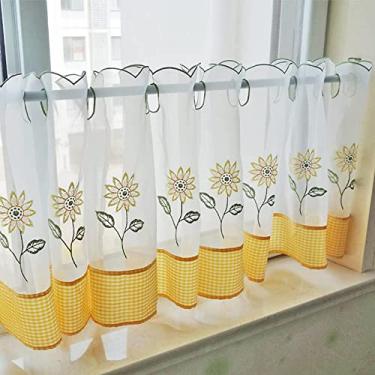 Imagem de Cortina de cozinha cortina de ciefa cortinas de nível de elosia, cortina curta para cozinha/café/casa/casa de banho, cortinas de café de disco, cortinas de bistrô de janela de estilo rural pequeno 1