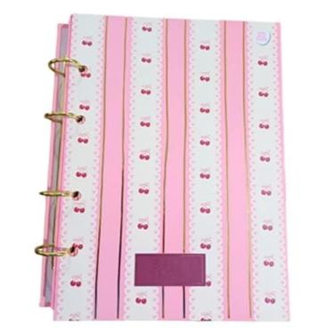 Imagem de caderno fichário colegial 160 folhas sweetcherry (rosa e branco)