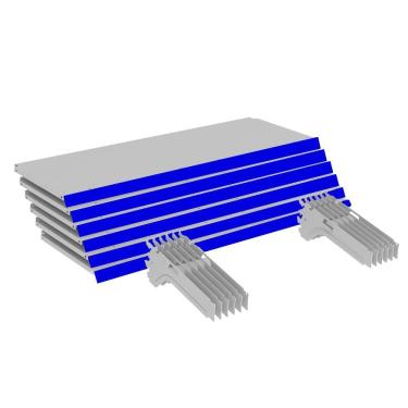 Imagem de Kit 6 Bandejas Gondola Ponta FIT 40 Branco 6X 30x78 Pe Azul