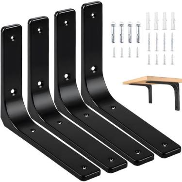 Imagem de Suportes de prateleira AISINYI Metal L Hanging Angle 12x10cm, pretos, 