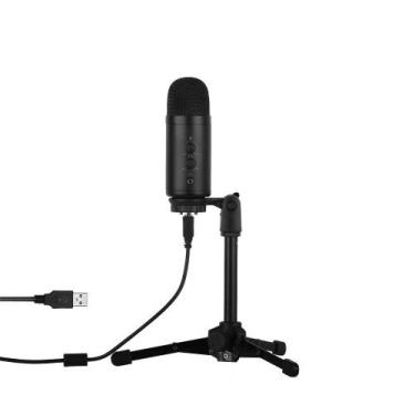 Imagem de Kit Microfone Condensador USB c/ Tripé, Monitor p/Fones, Controle de g