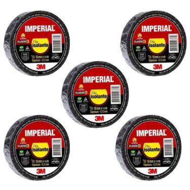 Imagem de Kit 5 Unidades Fita Isolante 10 Metros Imperial 3M 18mm 750V Fita Supe