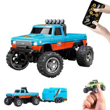 Imagem de Mini caminhão RC BINGONE Monster em escala 1:64 com luzes azuis