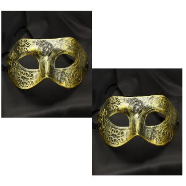 Imagem de Kit C/ 2 Mascaras de Gladiador Romano Soldado Grego Cor Ouro Velho Festas Bailes Eventos