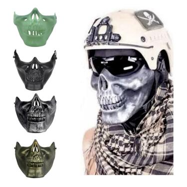 Imagem de Máscara Caveira Skull Meia Face Festas Airsoft Paintball Halloween Terror