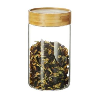 Imagem de Pote De Vidro Borossilicato Life Container 600ml Com Tampa De Bambu Hermética Para Armazenamento De Alimentos Secos, Transparente, Ideal Para Organização De Cozinha E Despensa