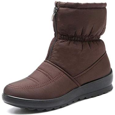 Imagem de Bigfanshu Botas de inverno femininas botas de tornozelo botas femininas de inverno botas de neve femininas de pelúcia botas quentes bota feminina 2020 plus size, Marrom, 5