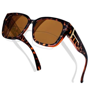 Imagem de KANASTAL Óculos de Sol Leopardo Polarizado Feminino Masculino Marrons Proteção UV400 Oculos Marrom Brown Sunglasses over Glasses -Armação Tartaruga