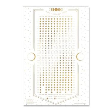Imagem de Calendário lunar 2026 - Pôster de parede branco de 30,5 x 45,7 cm com fases lunares e eclipses, gráfico celestial vertical | Decoração astronômica | Para espaços estéticos leves ou minimalistas