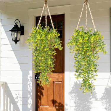 Imagem de RAINFLOW 2 peças de flores artificiais para atividades ao ar livre – flores falsas resistentes a UV, pequenos botões de jasmim, videira de hera para parede, prateleira, janela, sala de estar, varanda