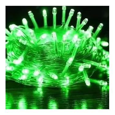 Imagem de Kit 5 Ou 3 Caixa 10M Pisca 100 Leds 110V 8 Funções Fio Transparente Ou Verde Natalino(3 Caixa VERDE,Transparente)