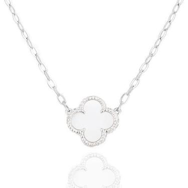 Imagem de Colar Corrente Gargantilha Prata Original Trevo Flor Delicad - Lojas L