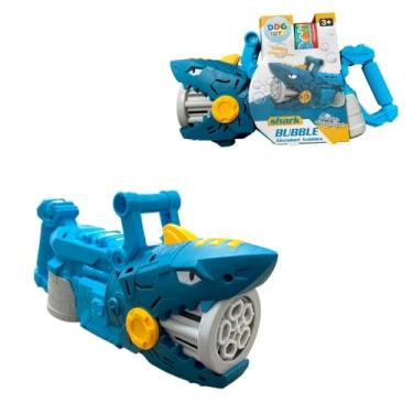 Imagem de Pistola de Bolhas Tubarão Azul, Brinquedo Infantil com Design de Tubarão, Lançador de Bolhas de Sabão Automático