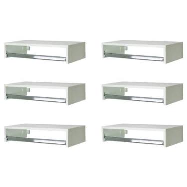 Imagem de Kit 6 Araras Roupas Cabideiro Prateleira 60x20x25 Cm Mdf - Marcenaria 