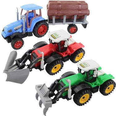 Imagem de Kit 3 Tratores Escavadeira Caçamba Madeireira Lenhador