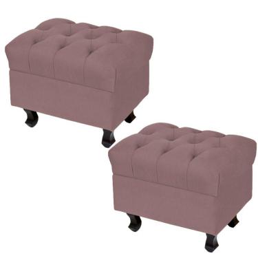 Imagem de Kit 02 Puffs Decorativos París L02 Luis XV Capitone Suede Rosê - Lyam Decor