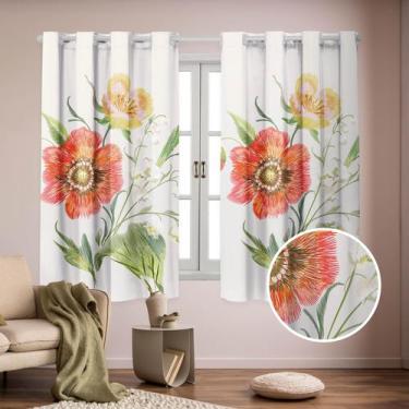 Imagem de Cortina Flores Semi Blackout 2.00 X 1.50 Desenho em Efeito Bordado 3D 