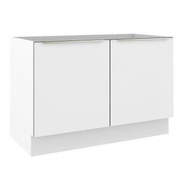 Imagem de Balcão Gabinete De Pia 120 Cm 2 Portas Branco/Branco Veludo