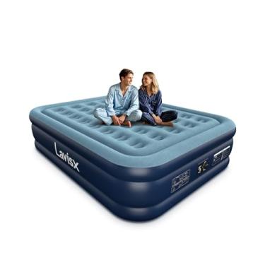 Imagem de Lavisx Colchão de ar Queen com bomba embutida colchão inflável de 45,7 cm, cama de ar elevada, autoinflável rápido em 3 minutos com bolsa de armazenamento para hóspedes e casa
