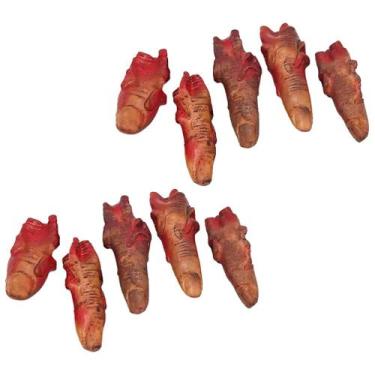 Imagem de Adereços de Halloween falsos Bloody Fingers, 10 peças NUOBESTY, vermel