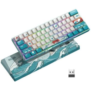 Imagem de Teclado HITIME XVX M61 60% sem fio RGB retroiluminado Gateron Red