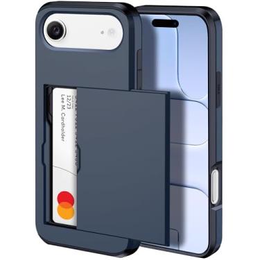 Imagem de harusaki Capa carteira para iPhone Air com compartimento oculto para cartão - Capa para iPhone 17 Air compatível com carregamento sem fio com porta-cartões para homens e mulheres (azul)