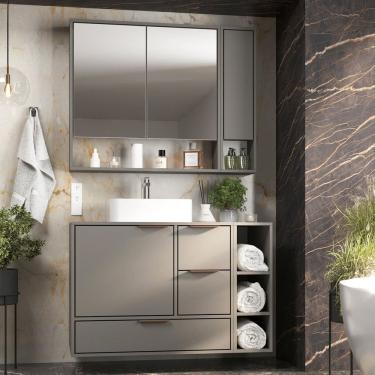 Imagem de Gabinete para Banheiro Modular 100cm X 124cm Prime Yescasa Cimento
