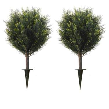 Imagem de Weitaisi Arbusto de topiária de cedro artificial de 50,8 cm, folhas à prova de UV, arbustos artificiais em vasos para uso ao ar livre, para casa, escritório, decoração externa e interna, plantas de