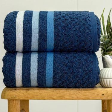 Imagem de Toalha Banhão Trento Chevron 80x150 Azul Marinho