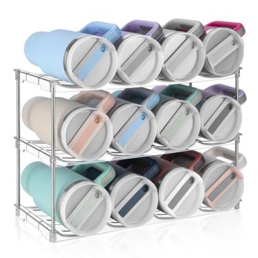 Imagem de Organizador empilhável de garrafa de água, compartimento grande, suporte para garrafa de água Stanley de 1,134 g, organizador de armazenamento de cozinha para acessórios de copos Stanley, organizador