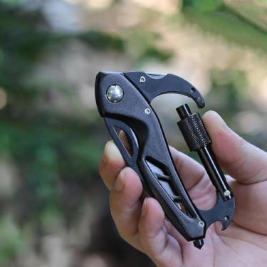 Imagem de Mosquetão multiferramentas com canivete de bolso, presentes para homens, mosquetões EDC com facas dobráveis, abridor de garrafa, quebra-janela e chave de fenda, equipamento de sobrevivência para