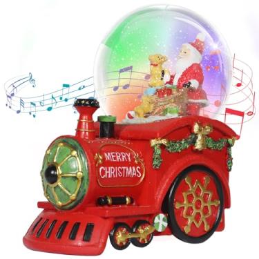 Imagem de YULISKY Globo de Neve de Natal, Globo de Água Musical com 8 Músicas e Luzes Coloridas, Globo de Brilho de Férias de 100 Mm, Decoração de Casa de Natal, Presentes de Natal para Crianças (Trem)