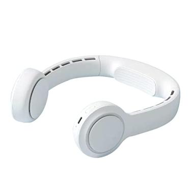 Imagem de WYUYIWH Ventilador de pescoço portátil, ventilador pessoal sem lâmina de 4500 mAh, ventilador usável recarregável por USB, 3+1 velocidades, à prova de suor, branco (branco)