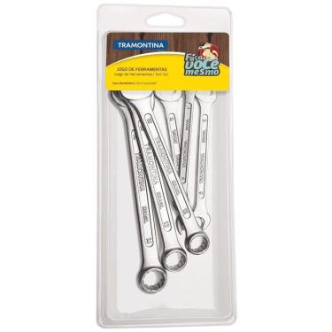 Imagem de Jogo De Chaves Fixas E Combinadas Com Corpo Em Aço Especial Cromado Temperado 6 Peças